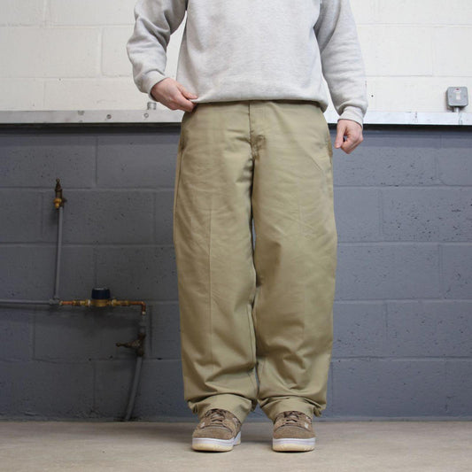 Vintage y2k baggy work pants beige Loose chino style skate trousers Red Kap workwear patch logo