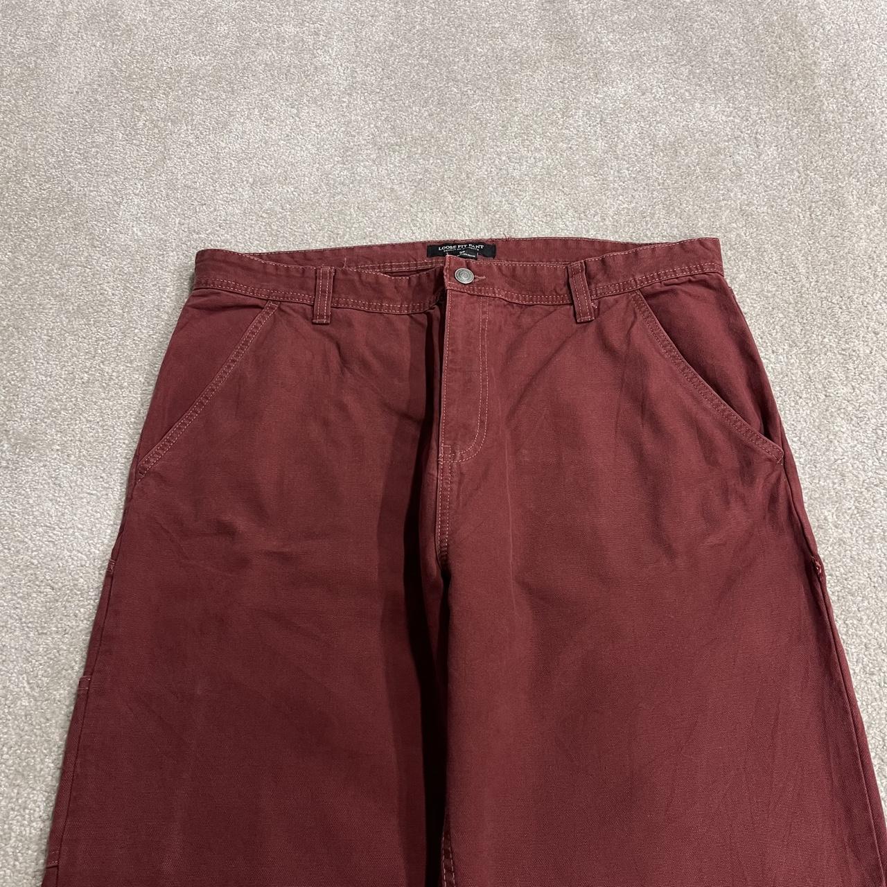 Baggy carpenter jeans y2k loose wide leg burgundy Cotton On 100% cotton skater utility cargo pants