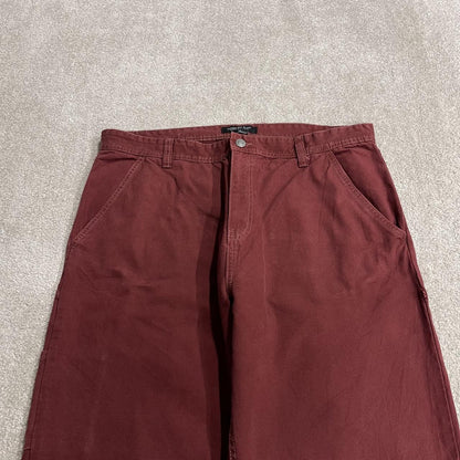 Baggy carpenter jeans y2k loose wide leg burgundy Cotton On 100% cotton skater utility cargo pants