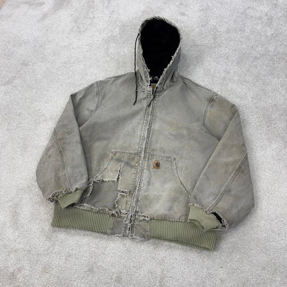 Vintage Carhartt hooded active jacket XL stone canvas 90s style skater