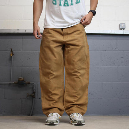 Baggy Dickies carpenter jeans W40L30 tan brown wide leg 90s style canvas cargos