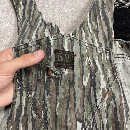 Liberty camo dungarees loose fit green Vintage Realtree camouflage bib & brace overalls double knees