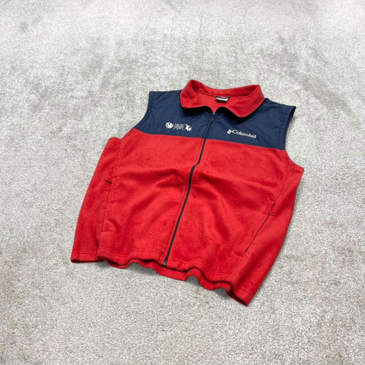 00s Columbia technical fleece gilet L men’s red full zip up autumn tech casual fall