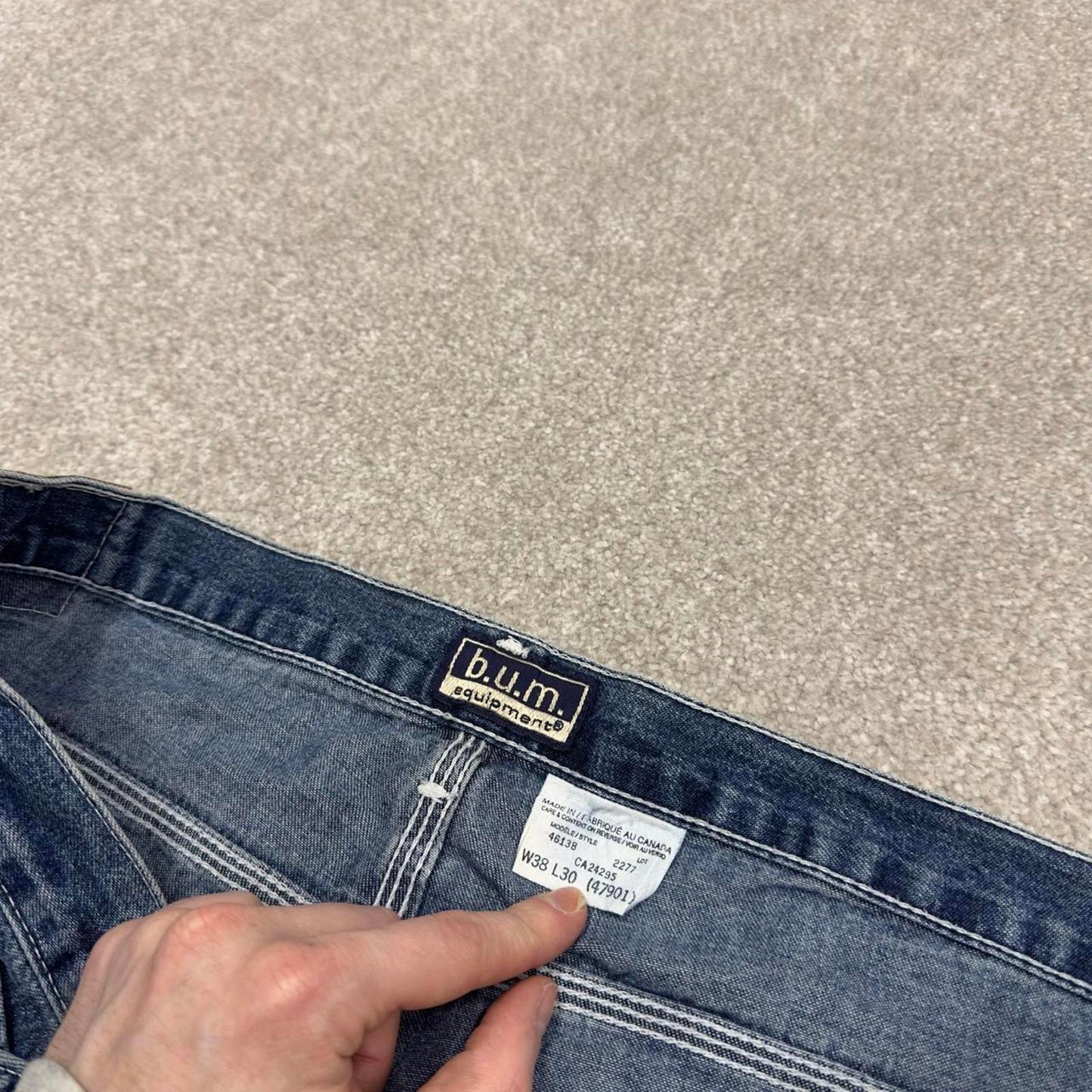 Vintage Y2K baggy carpenter jeans blue Loose wide-leg B.U.M Equipment denim skater style cargo pants