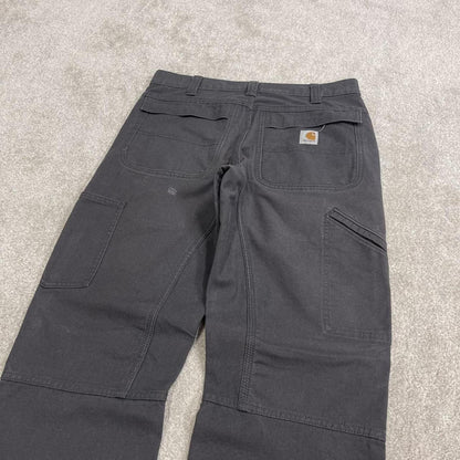 Carhartt jeans canvas work pants grey Relaxed fit workwear pants white patch logo