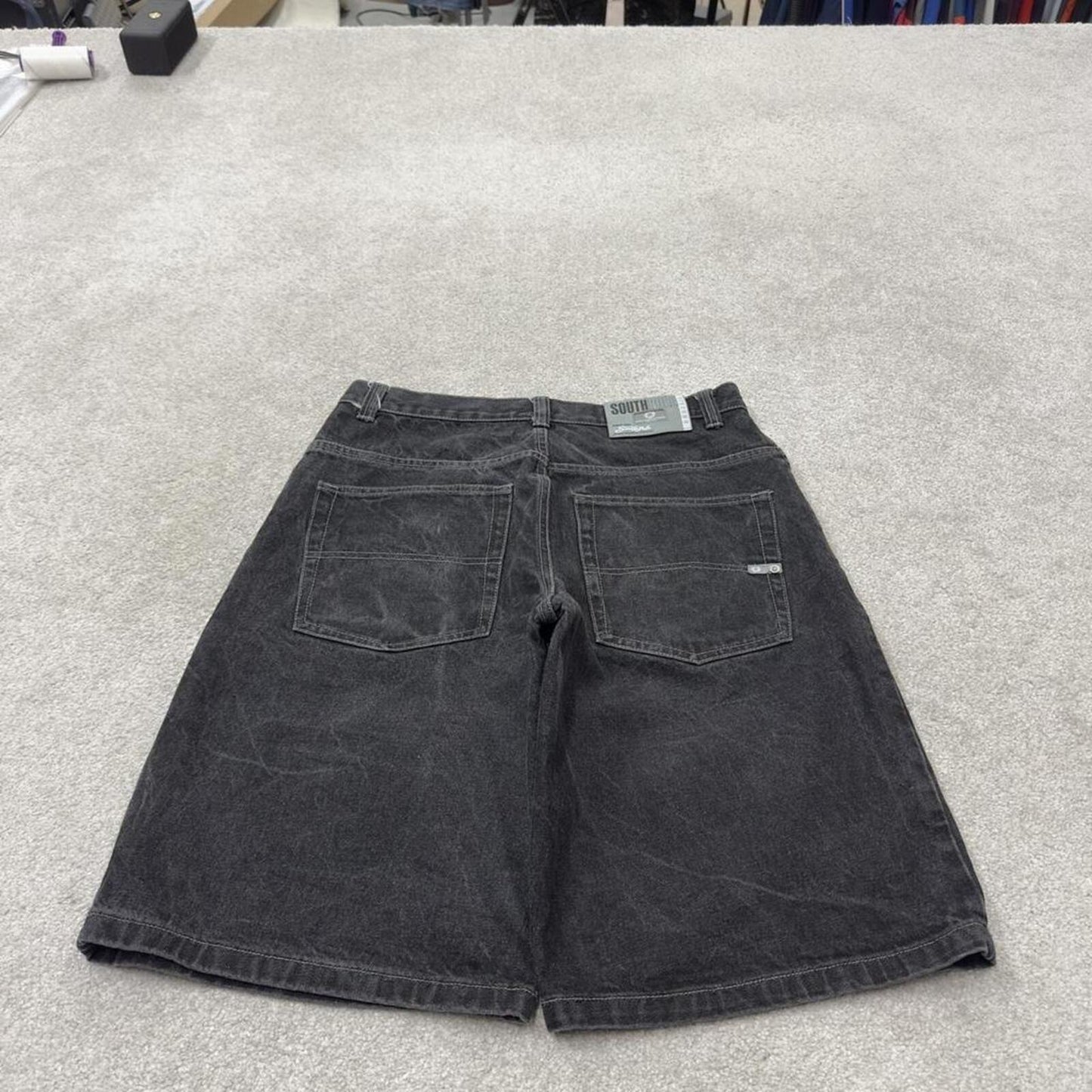 Baggy Southpole denim shorts y2k black Streetwear skater style brand surf jorts