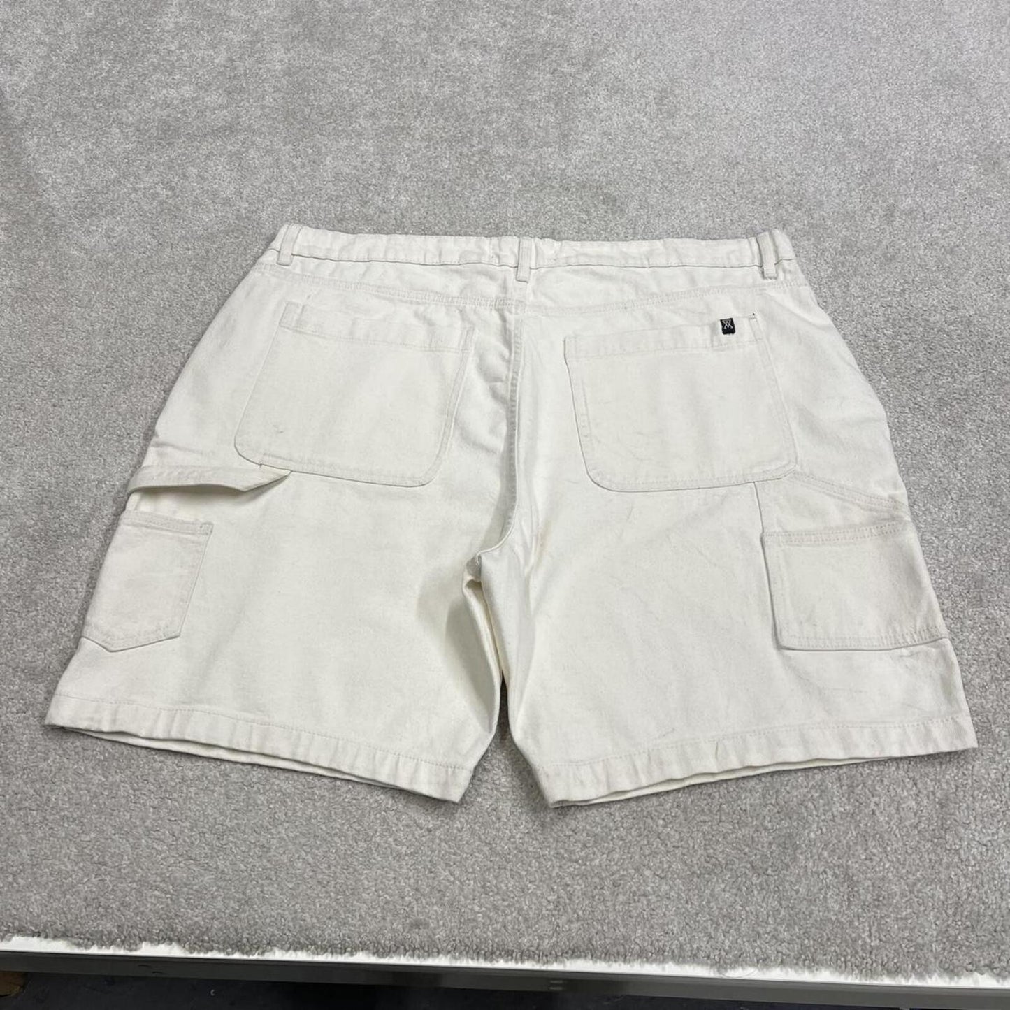 Baggy denim carpenter shorts cargo white Arsenic loose skater style jorts