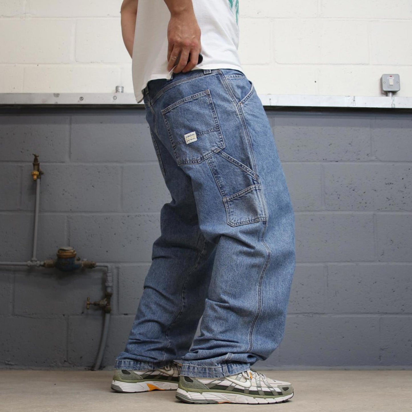 Blue baggy Levis carpenter jeans W38L32 loose wide leg thick denim 90s style cargos