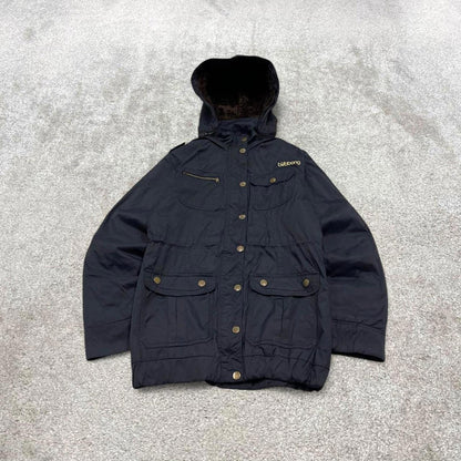 00s Billabong technical parka jacket S women's y2k style black hooded coat winter