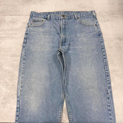 Mens Carhartt jeans W38 L30 blue Loose thick denim 90s style skate jeans