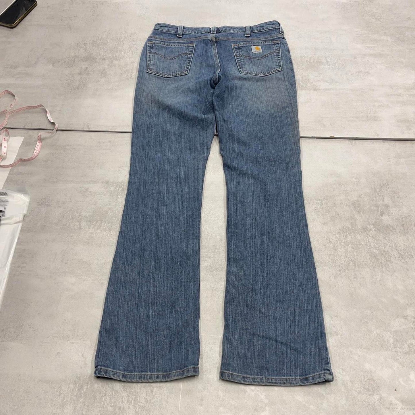 Blue Carhartt jeans size 12 (W34) traditional fit bootcut denim jeans patch logo