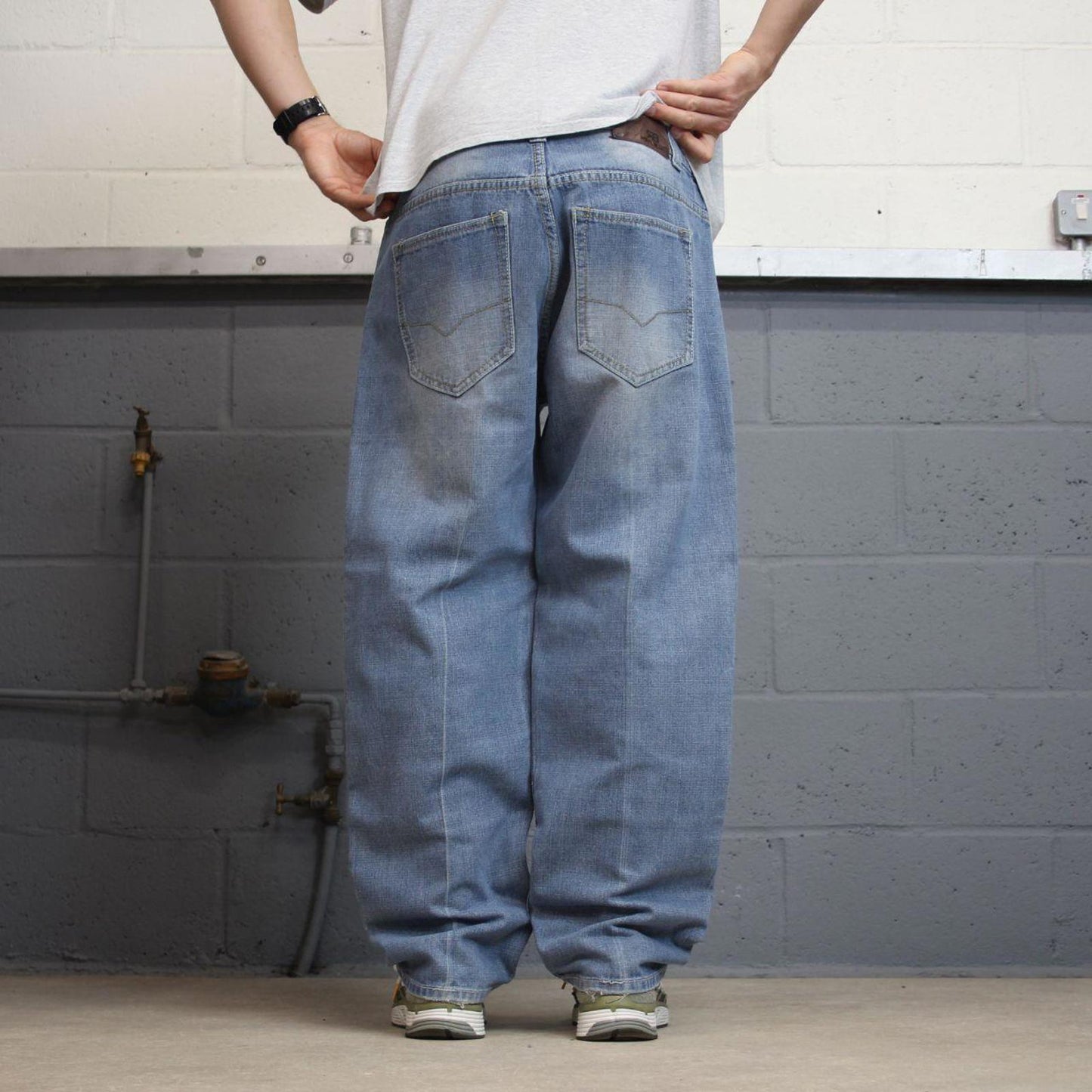 00s baggy y2k skater jeans W38L30 90s Royal Blue loose 90s style hip hop pants casual streetwear