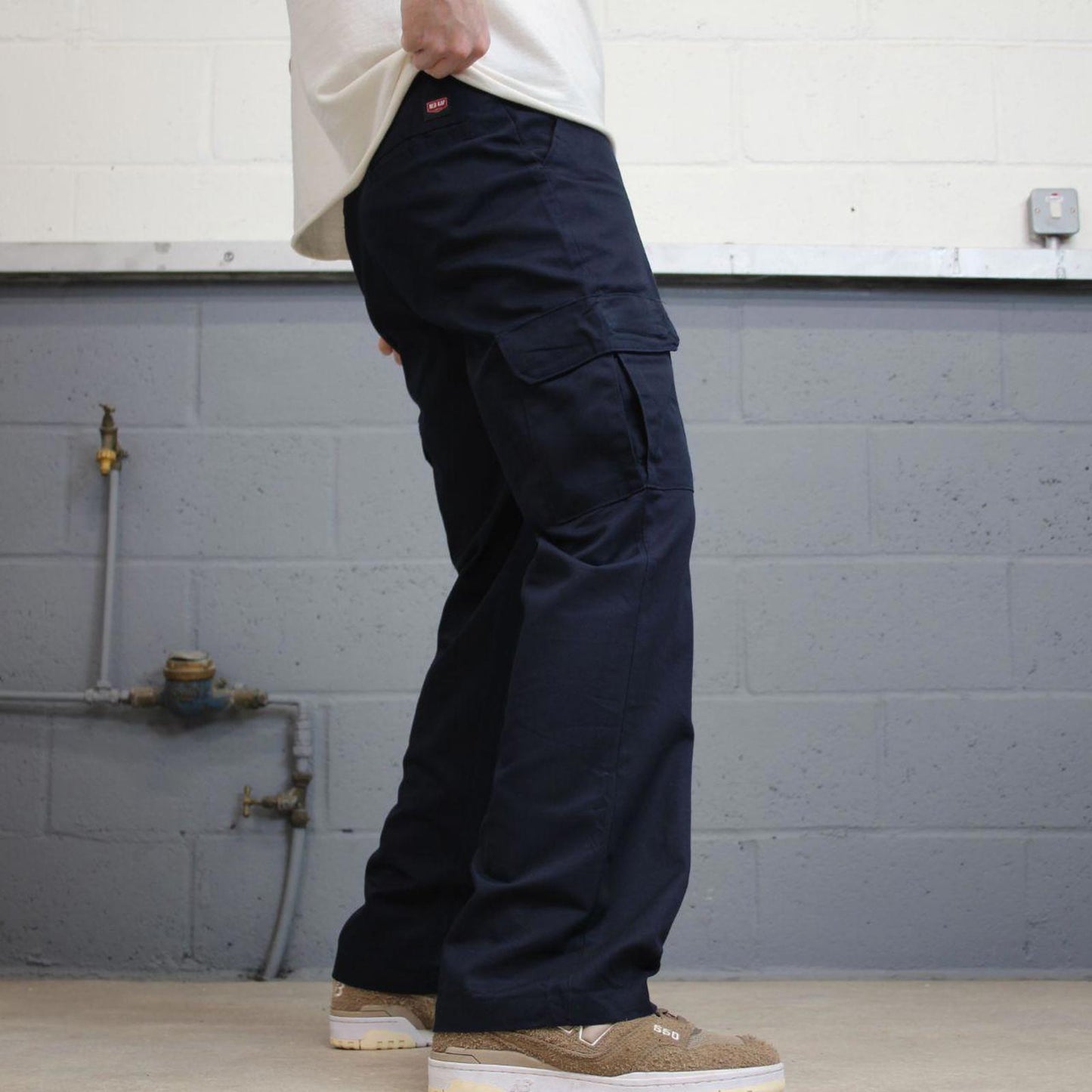 Vintage baggy cargo trousers W32L30 navy Red Kap loose leg chino style skater pants