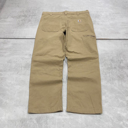 Tan Carhartt carpenter pants W36L28 relaxed 90s style skater loose leg cargos patch logo