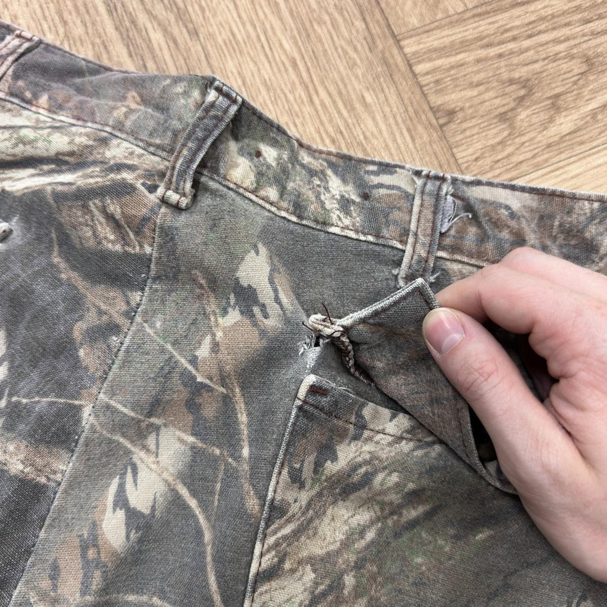 Vintage mossy oak camo cargo pants Loose straight leg camouflage utility combat trousers