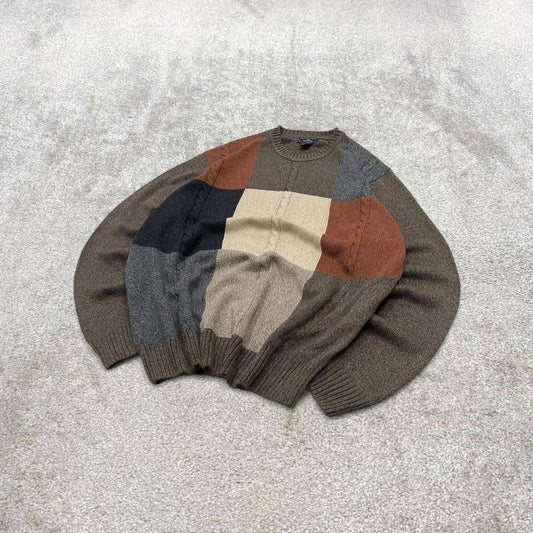 Dockers cable knit sweater jumper L men's brown knitted pull over y2k 00s style autumnal