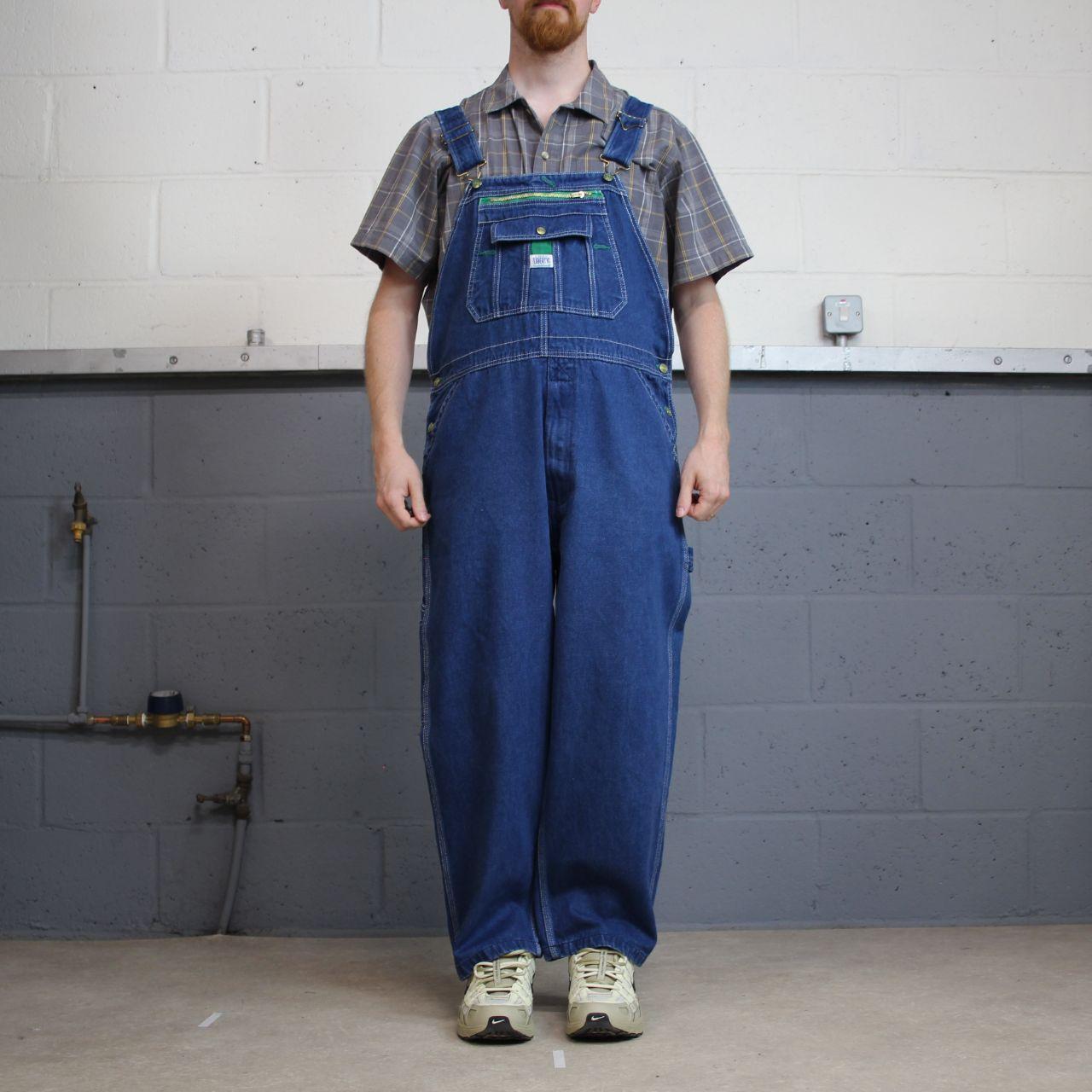 Vintage liberty dungarees 00s denim overalls blue loose leg festival skater wear