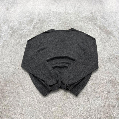 00s Nautica knit sweater jumper embroidered L men's grey knitted pull over y2k 90s style