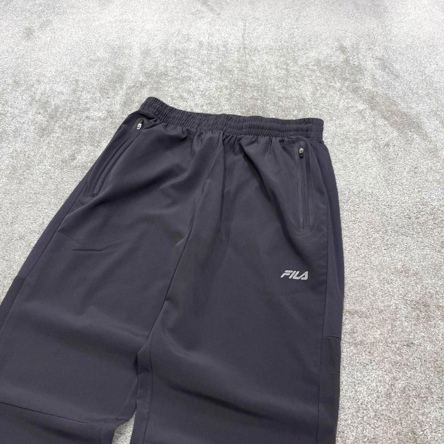 Y2k FILA tracksuit bottoms grey Floaty leg print logo gym track pants