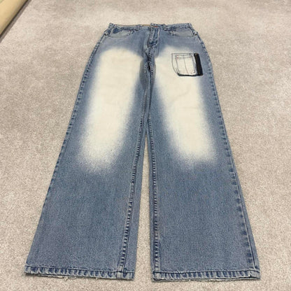 90s y2k baggy Akademiks jeans W32L34 loose wide leg blue denim skater style pants casual wear autumn