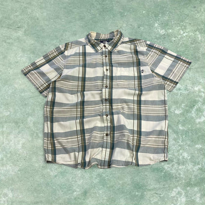 North face checkered short sleeve shirt blue TNF surf style check shirt button down summer