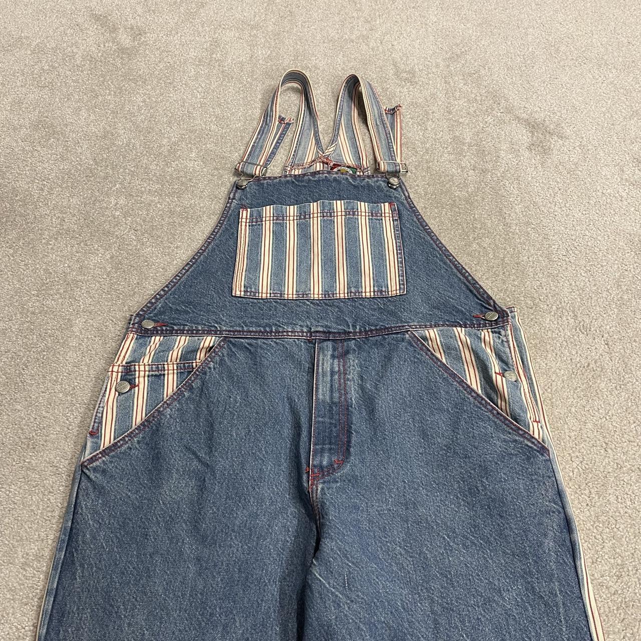 Vintage Cross Colours striped denim dungarees y2k USA made denim hip hop overalls festival