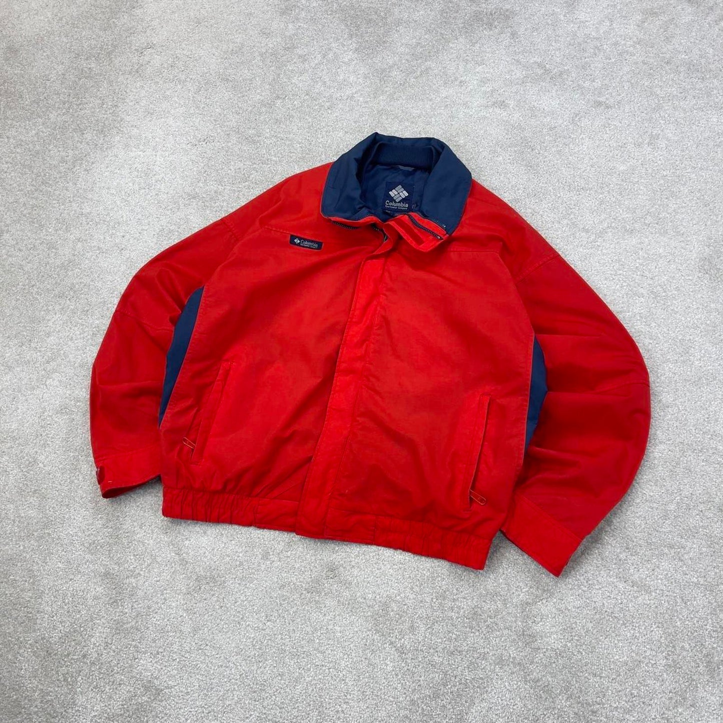 Red Columbia technical jacket XL men's y2k style full zip windbreaker autumn hiking