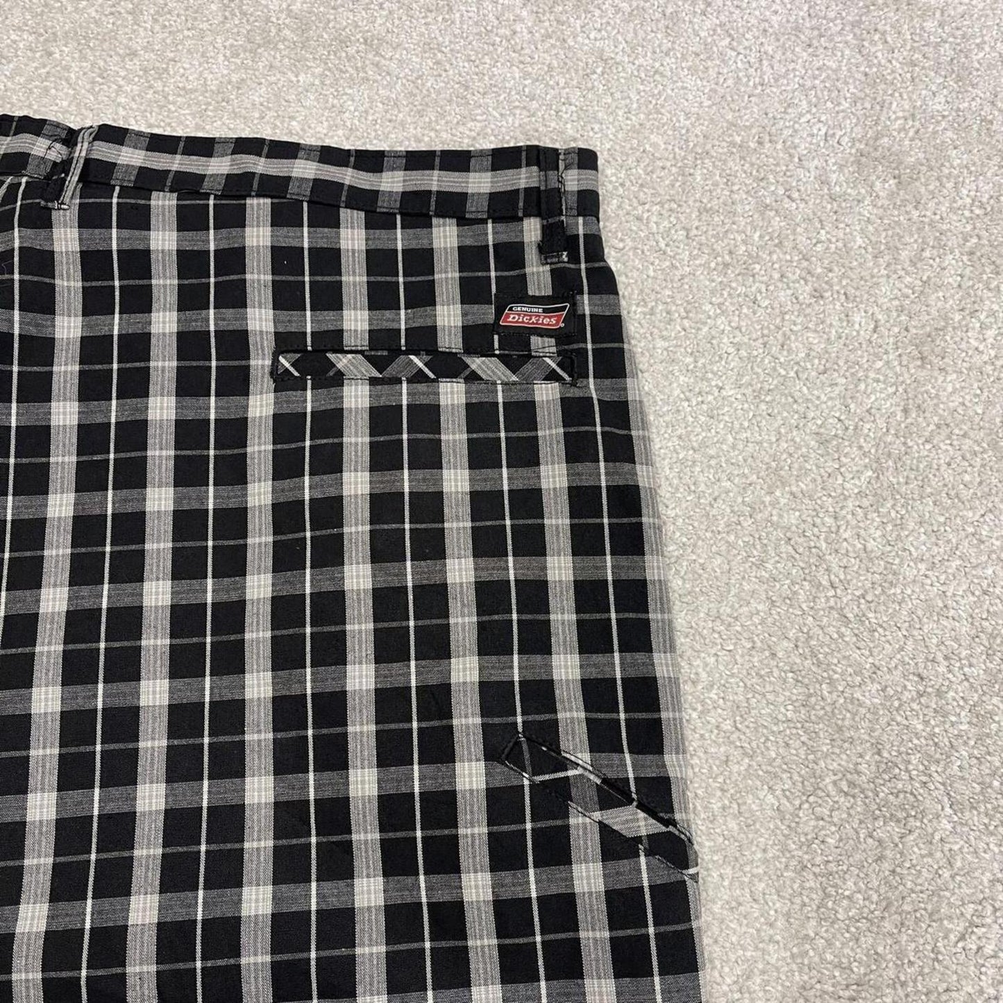 Dickies baggy checkered shorts carpenter black Check surf style skater shorts long wide leg