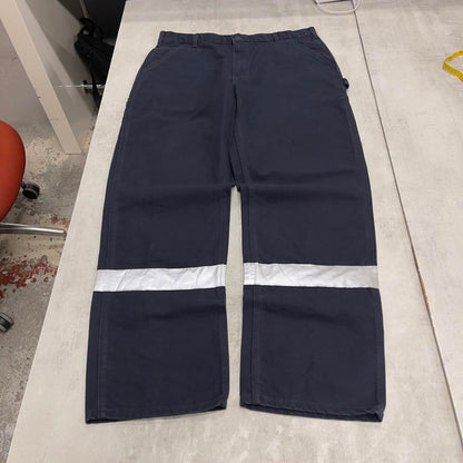 Baggy Carhartt carpenter jeans W38L34 navy loose 90s skater style canvas workwear cargos hi vis