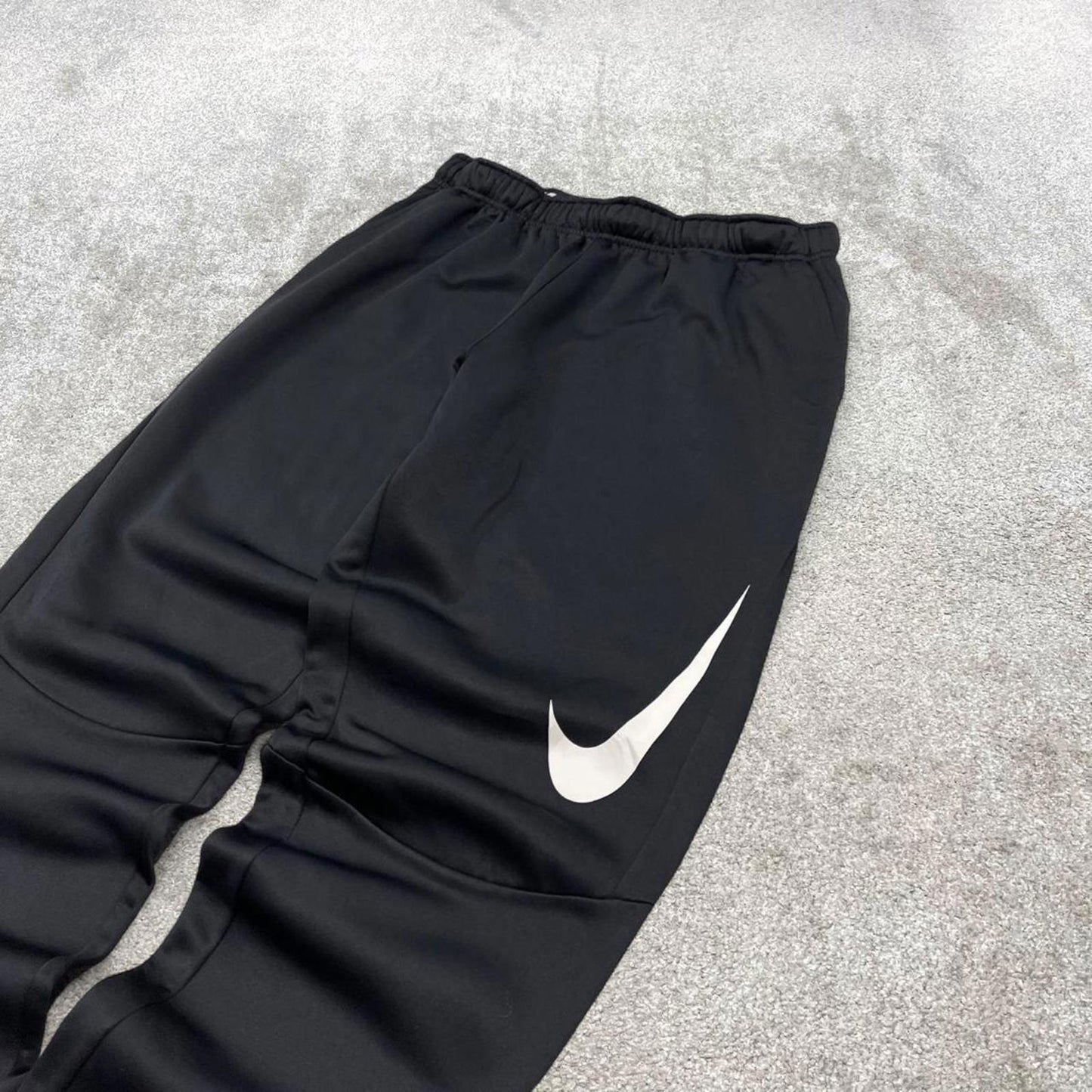 Vintage y2k Nike tracksuit bottoms black Dri-fit swoosh logo drawstring track pants