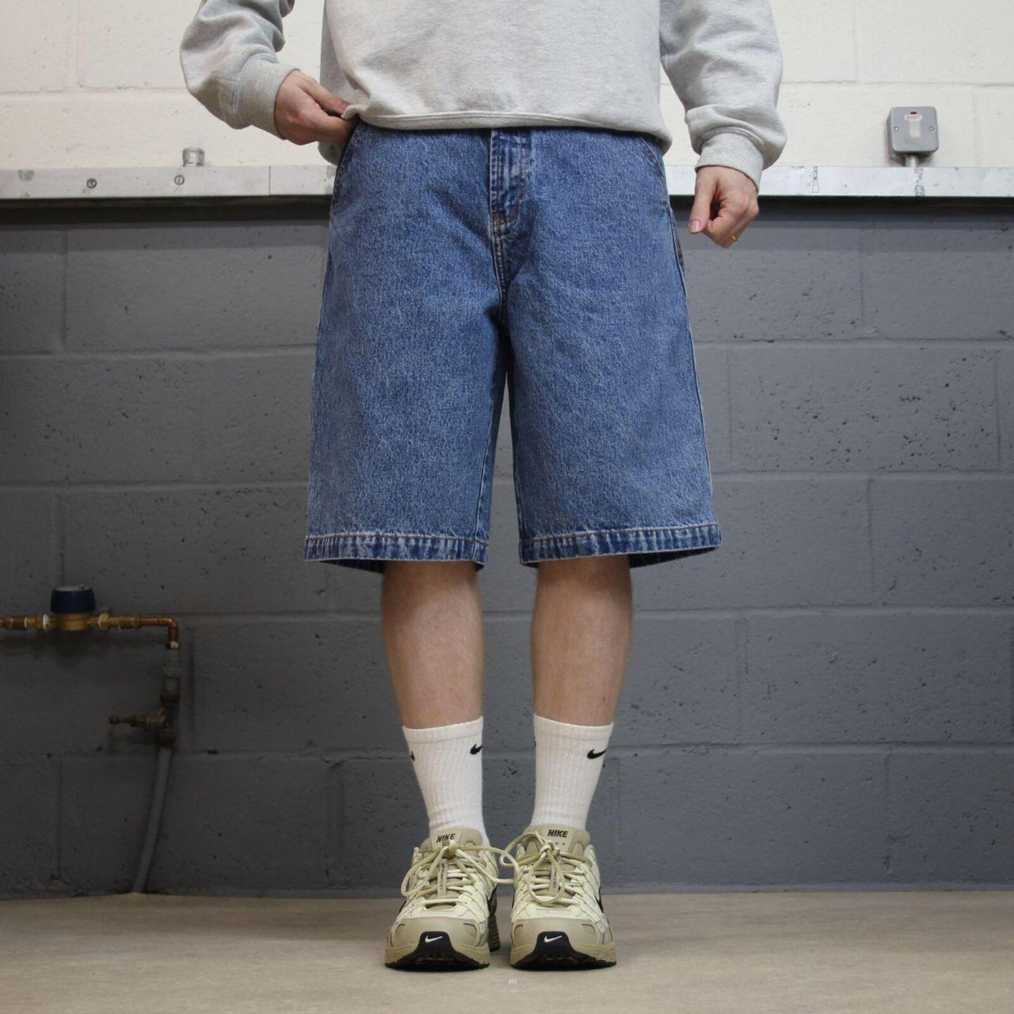 Baggy denim carpenter shorts cargo blue Union Bay skater style surf jorts