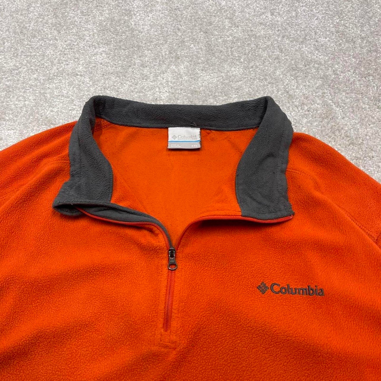 00s Columbia technical fleece XXL men's orange 1/4 zip up y2k autumn adjustable waist