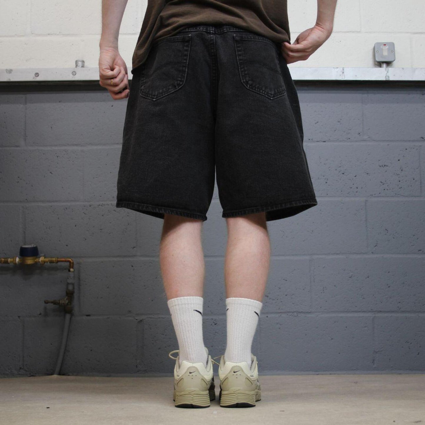 Baggy Lee denim Y2K shorts black Loose denim skate style summer shorts