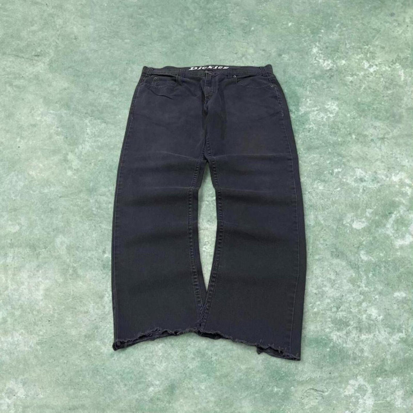 Dickies work pants slim fit faded black Straight skater style pants waist patch