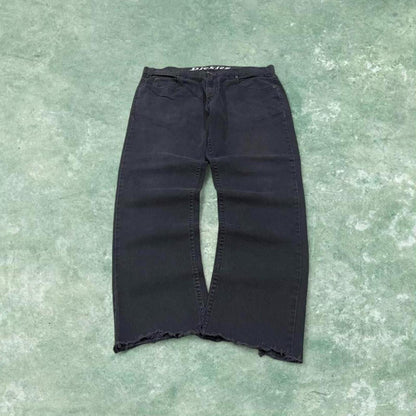 Dickies work pants slim fit faded black Straight skater style pants waist patch