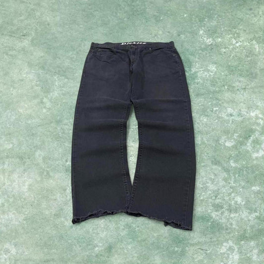 Dickies work pants slim fit faded black Straight skater style pants waist patch