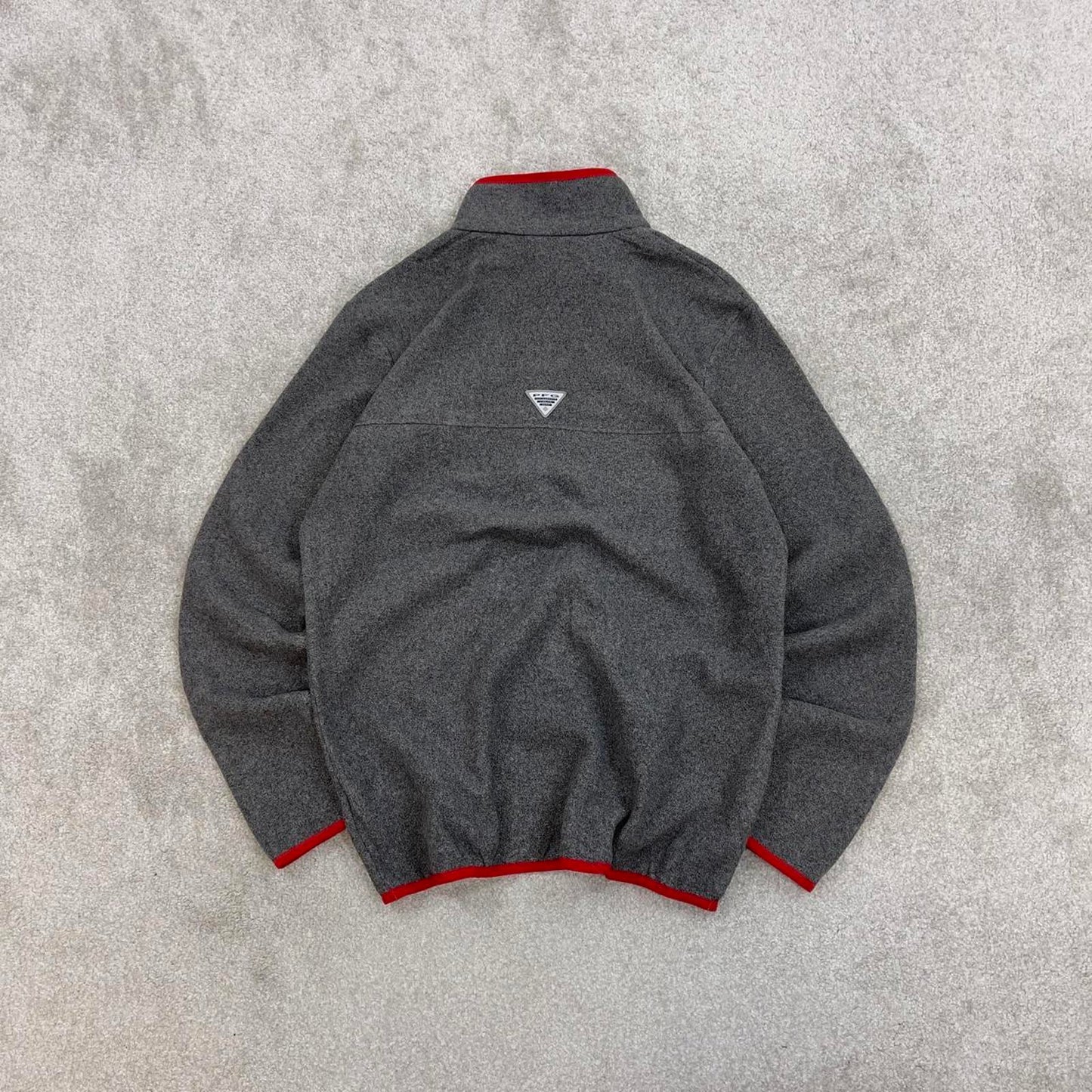 Grey Columbia PFG technical fleece Large snap T pull over y2k autumn style popper neck