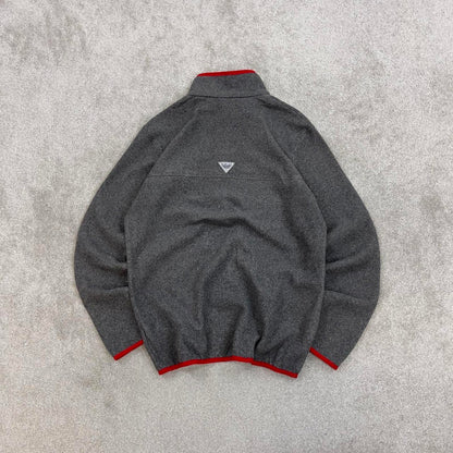 Grey Columbia PFG technical fleece Large snap T pull over y2k autumn style popper neck