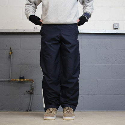 Navy Baggy Nike tracksuit bottoms Small mens loose y2k joggers swoosh logo trackies sporty style