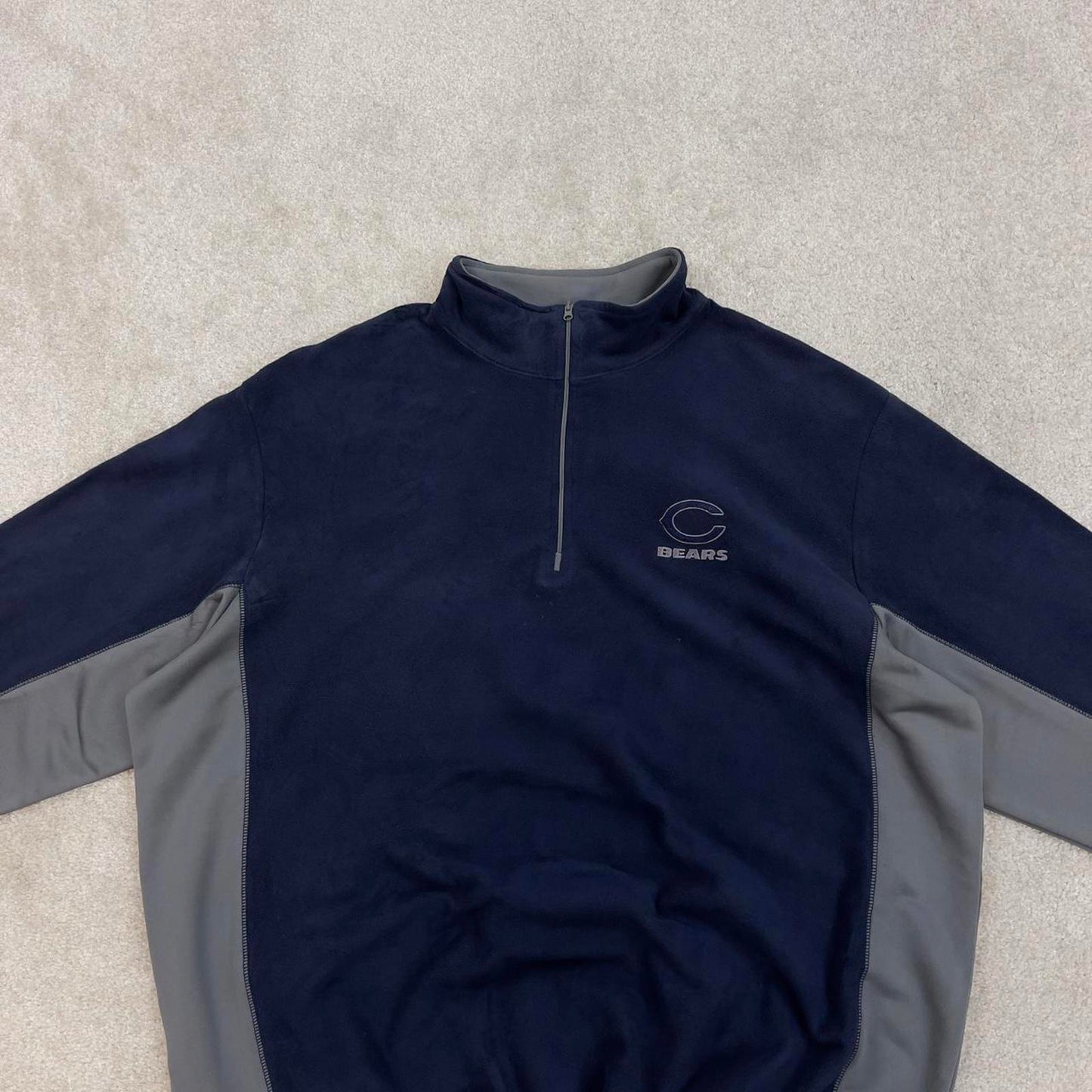 Y2k NFL technical fleece 1/4 zip XXL navy grey quarter zip up autumn chicago bears NFL embroidery