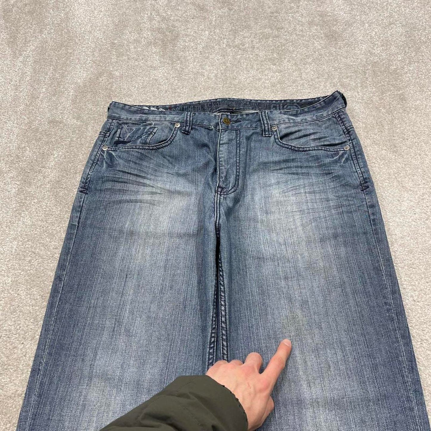 Y2K baggy Ecko Unltd jeans embroidered blue Loose fit wide leg denim skater style pants