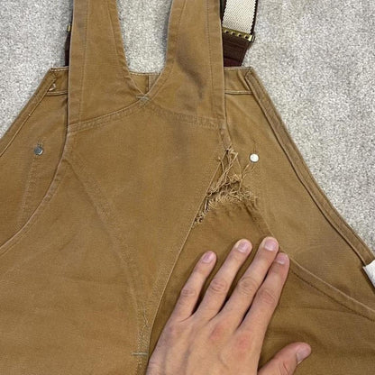 Vintage Carhartt dungarees tan brown overalls Unlined bib & brace utility workwear