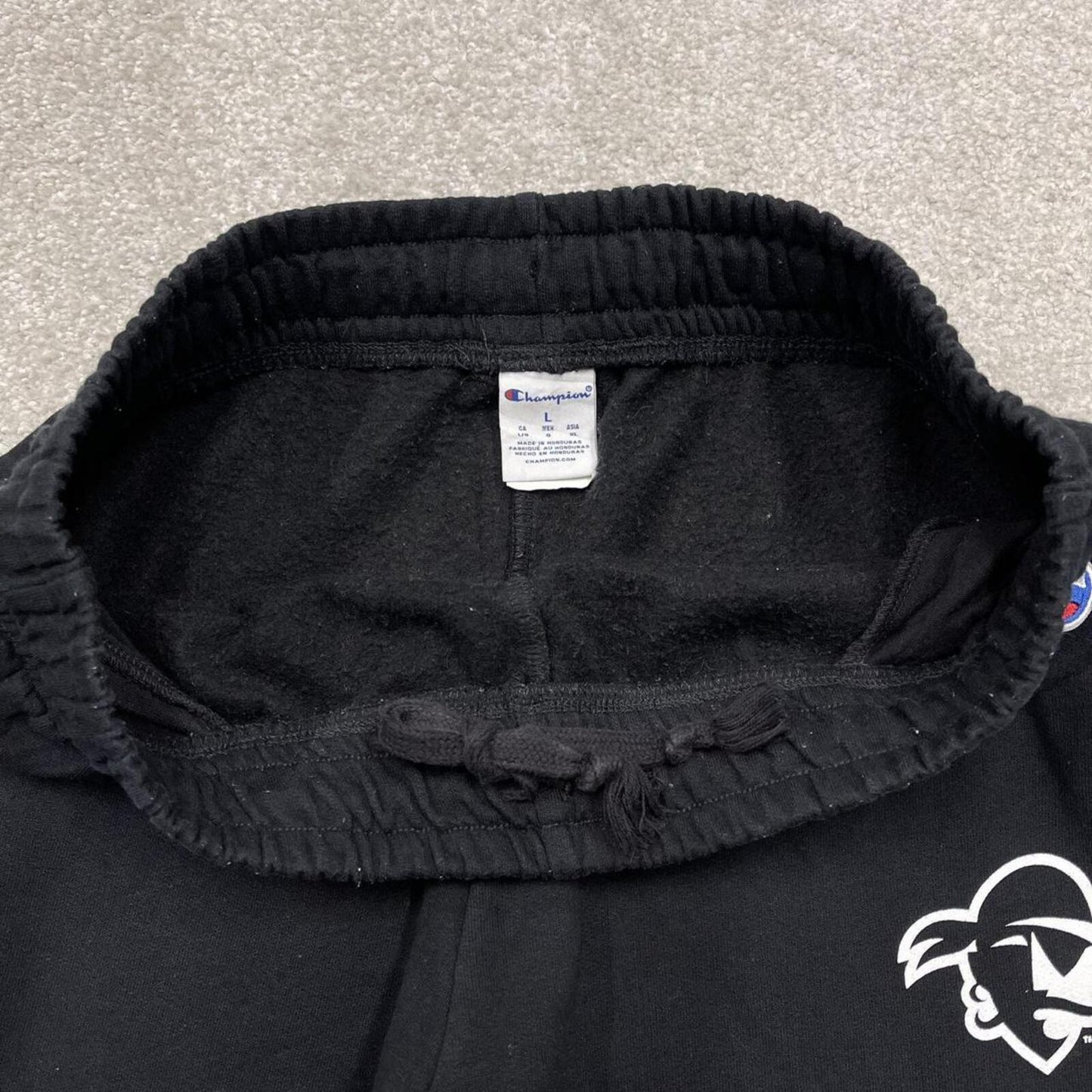 Y2k Champion sweatpants black cuffed joggers Loose pirates print tracksuit bottoms