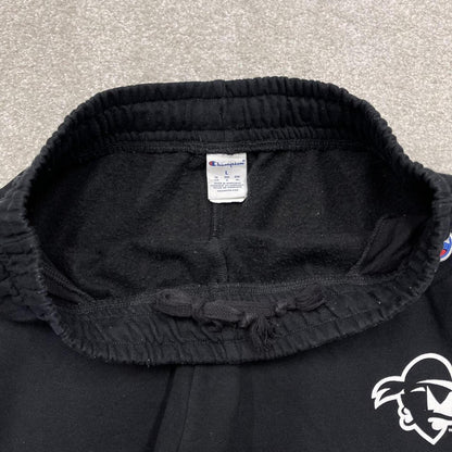 Y2k Champion sweatpants black cuffed joggers Loose pirates print tracksuit bottoms