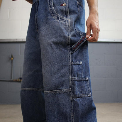 Y2K Ecko unltd baggy dungarees thick denim overalls blue perfect festival or skate wear