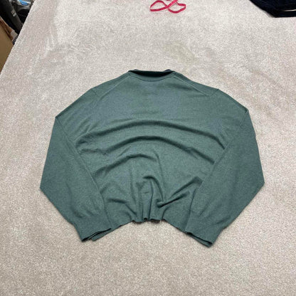 00s Nautica knit sweater jumper embroidered XL men's green knitted 1/4 zip pull over y2k 90s style