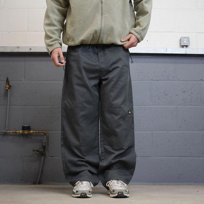 Y2k baggy fit Dickies double knee work pants grey Loose wide-leg chino style skate trousers