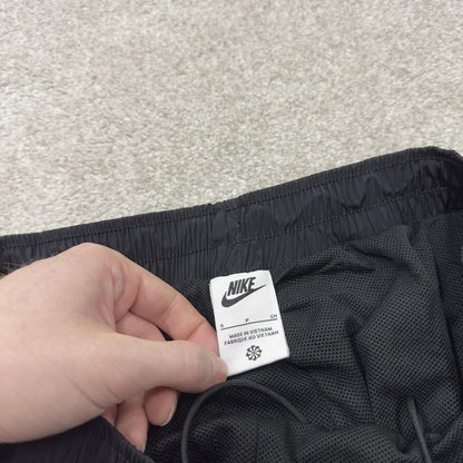 Nike Y2K tracksuit bottoms black Loose floaty mesh lined swoosh logo track pants