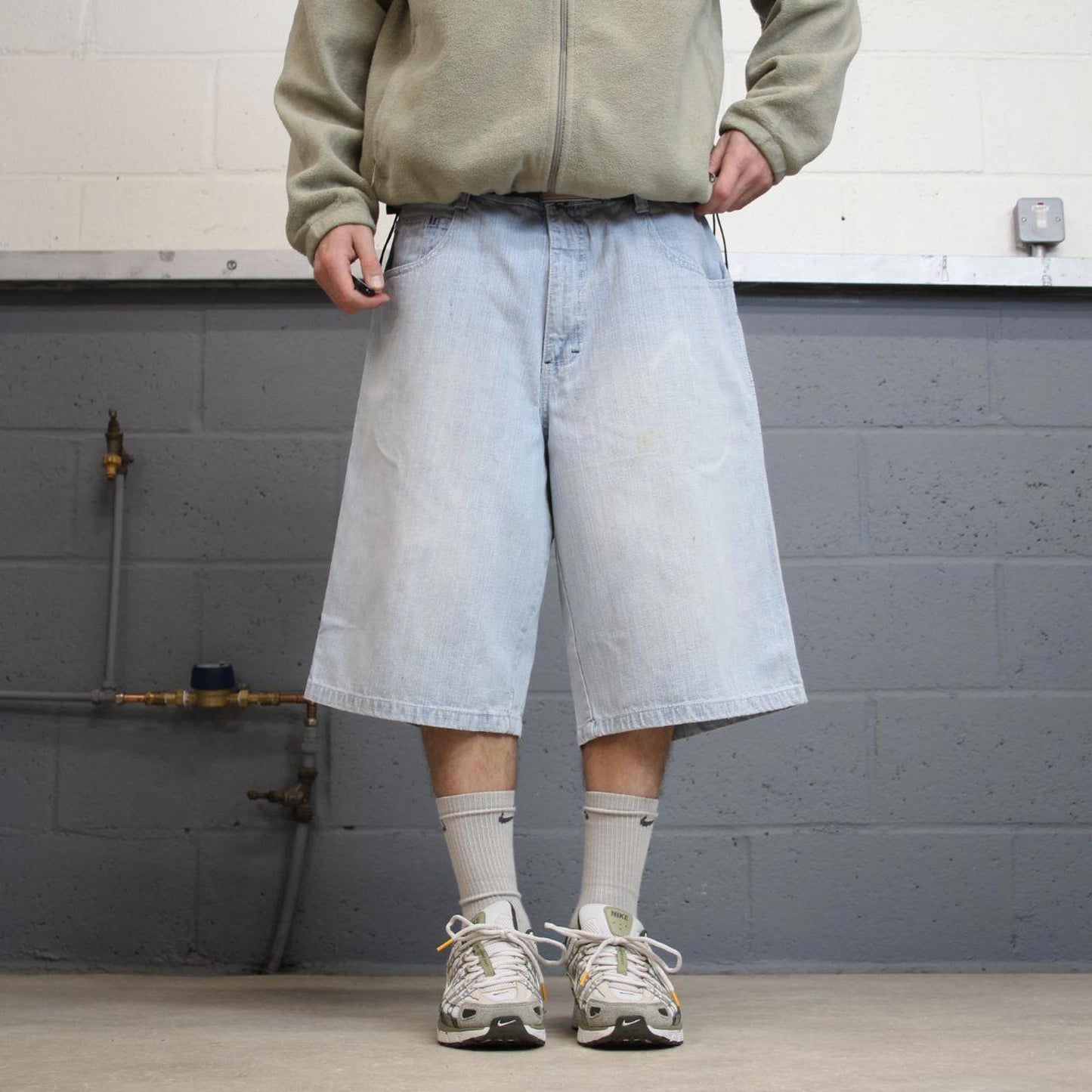 Y2k baggy Southpole shorts skater style blue Long wide leg denim summer festival shorts