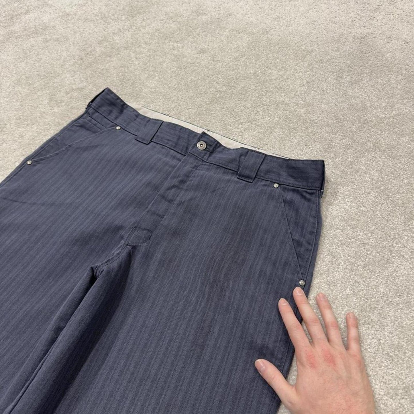 Dickies baggy stripe carpenter shorts navy Twill chino skater style shorts wide long leg